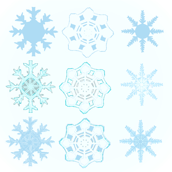 雪の結晶セット 雪の結晶,冬,結晶,雪,水彩,クリスマス,雪花,12月,1月,2月のイラスト素材