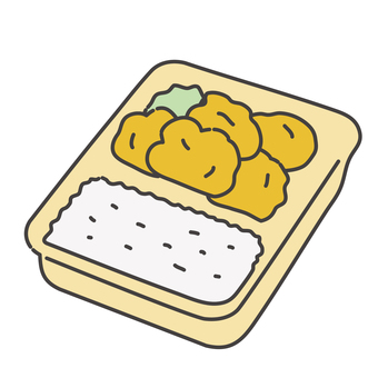 シンプルな唐揚げ弁当 お弁当,から揚げ,食べ物,テイクアウト,手描き,アイコン,イラストのイラスト素材