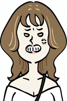 怒っている女性 怒っている女性 人,人物,人間,若者,女性,女,女の子,女子,茶髪,表情のイラスト素材