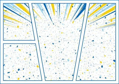 コマ割りフレーム　集中線　紙吹雪