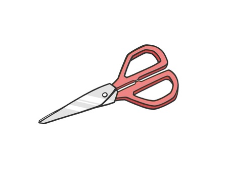 紙を切る時に使う道具のハサミ はさみ,文房具,仕事,文具,手描き,道具,事務用品,オフィス用品,切る,カットのイラスト素材