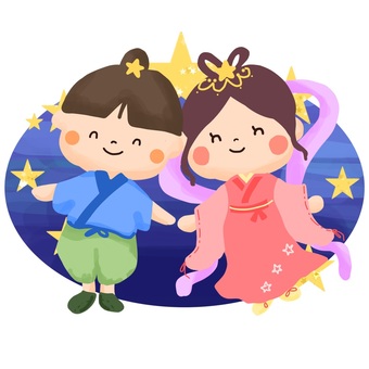 七夕のイラスト(織姫と彦星)