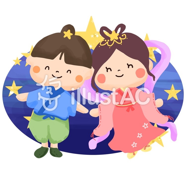 七夕のイラスト(織姫と彦星) 七夕,織姫,彦星のイラスト素材