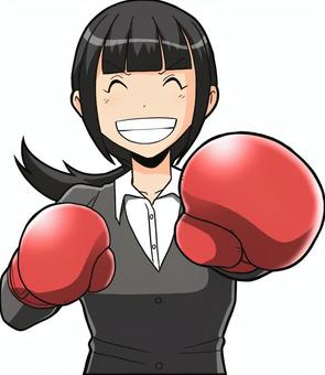 パンチをするOL 人物,女性,女子,ボクシング,格闘,パンチング,スポーツ,ボクサー,会社員,キャリアウーマンのイラスト素材