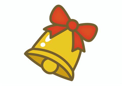 かわいいベルのイラスト ベル,鐘,クリスマス,冬,12月,飾り,装飾,あしらい,リボン,金色のイラスト素材