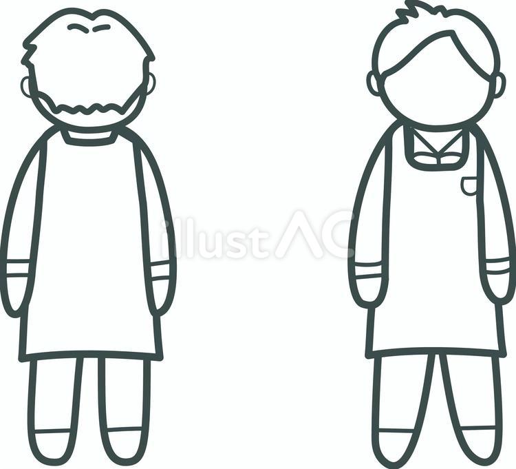 棒人間　シャツ　エプロン　男性A 店員,棒人間,従業員のイラスト素材