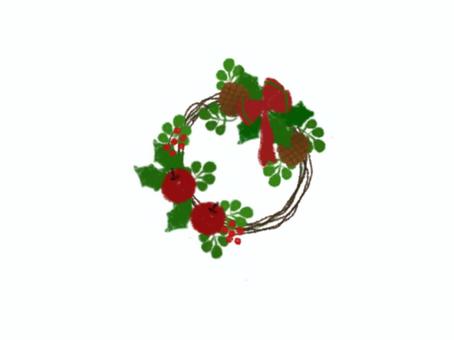 クリスマスリース リース,手描き,かわいいのイラスト素材