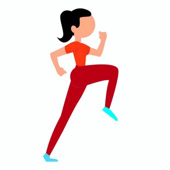 人物 009 女性,ランニング,運動,エクササイズ,フィットネス,スポーツウェア,健康,イラスト,全身,横向きのイラスト素材