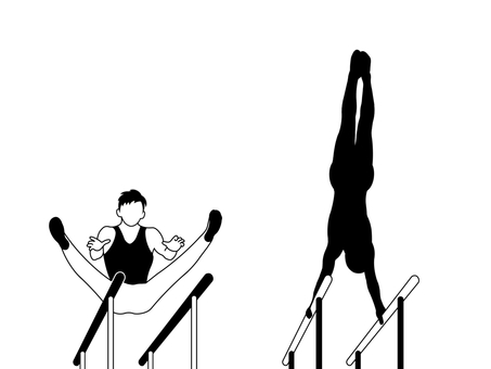体操 体操 平行棒,体操,セット,競技,種目,スポーツ,運動,人,人物,男性のイラスト素材