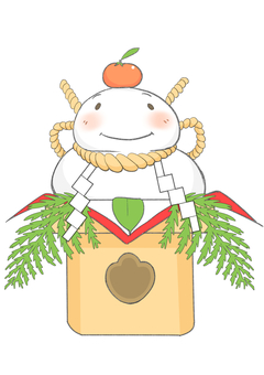 ゆるキャラ鏡餅 鏡餅,ゆるキャラ,しめ縄,正月,元旦,もち肌,化粧廻し,相撲,まわし,縁起物のイラスト素材