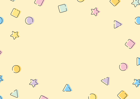 ポップでカラフルな図形のフレーム背景素材 ポップ,カラフル,円,三角形,四角形,星,図形,フレーム,背景のイラスト素材