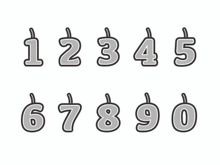 数字（キャンドル風）05 数字,ナンバー,番号,キャンドル,灰,縁,セット,アイコンのイラスト素材