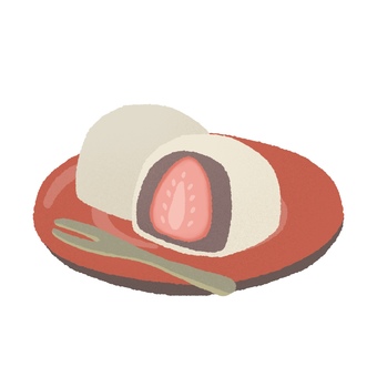 いちご大福 いちご大福,和菓子,スイーツ,日本,食べ物,パステル調,daifukuのイラスト素材