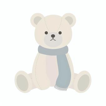 マフラーをしているホワイトテディベア ホワイトテディベア,テディベア,ぬいぐるみ,くま,マフラー,お座り,おもちゃのイラスト素材