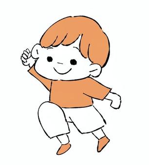 ジャンプをする男の子 男の子,男児,ジャンプ,シンプル,楽しい,笑顔,かわいい,小学生,幼稚園,保育園のイラスト素材