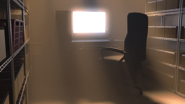 パソコンがある倉庫 倉庫,荷物,倉庫作業,段ボール,仕事,在庫,山積み,室内,物置,保管庫のイラスト素材