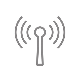 通信マーク（枠・グレー） 通信,アイコン,電波,アンテナ,ネットワーク,グレー,シンプル,線画,枠,イラストのイラスト素材