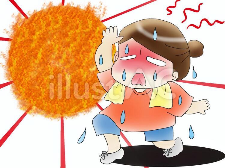熱射病 暑い,太陽,熱中症のイラスト素材
