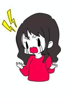 泣きながら怒る女の子 デフォルメ,シンプル,透過,女の子,怒り,涙のイラスト素材