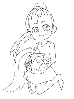 水瓶座をモチーフにした女の子 星座,水瓶座,モチーフ,女の子,塗り絵のイラスト素材