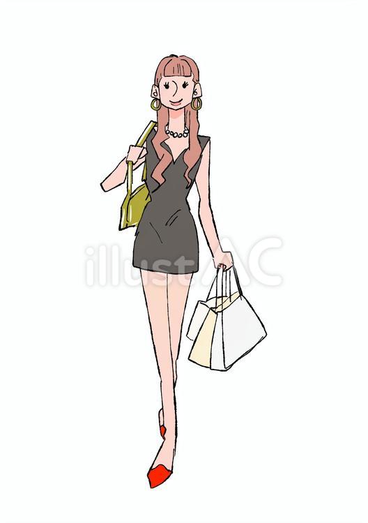 買い物をしている女性 女性,買い物,ファッションのイラスト素材
