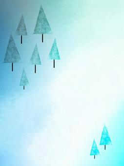 クリスマスイメージの並木＿ポストカード 並木,木,クリスマス,冬,冬景色,ポストカード,イラスト,背景,素材,おしゃれのイラスト素材