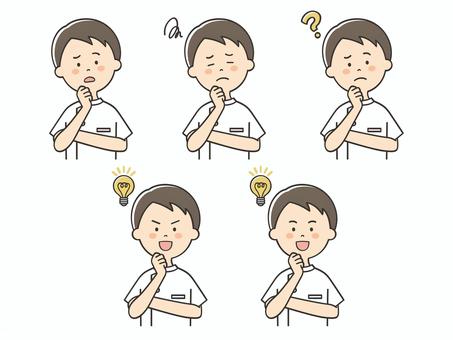 悩みが解決する男性看護師のセット 悩みが解決する男性看護師のセット 困る,不安,悩む,心配,不満,考える,落ち込む,わからない,迷う,疑問のイラスト素材