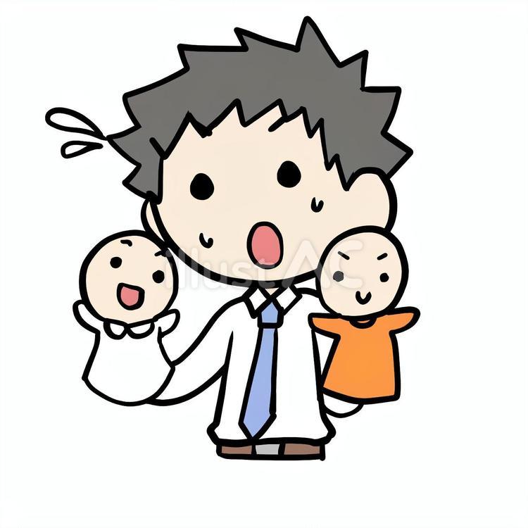 パペットと焦る男性 男性,焦る,パペット人形のイラスト素材