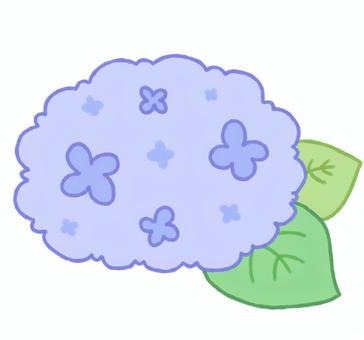 もこもこな青の紫陽花のイラスト　6月 紫陽花,花,6月,梅雨,葉,ワンポイント,手描き風,イラスト,自然,植物のイラスト素材