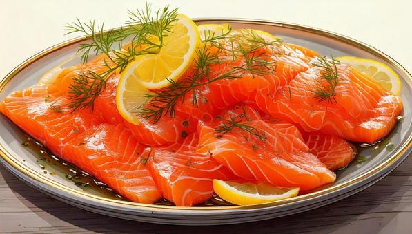 Marinated Salmon, JPG Marinated Salmon, food, coloring, cuisine, JPG
