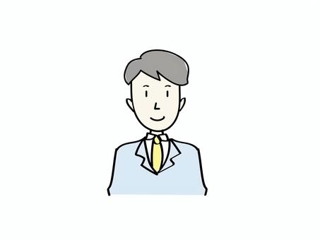 スーツの男性 スーツ,ビジネスマン,ビジネス,仕事,男性,上半身,証明写真,手書き,イラスト,挿絵のイラスト素材