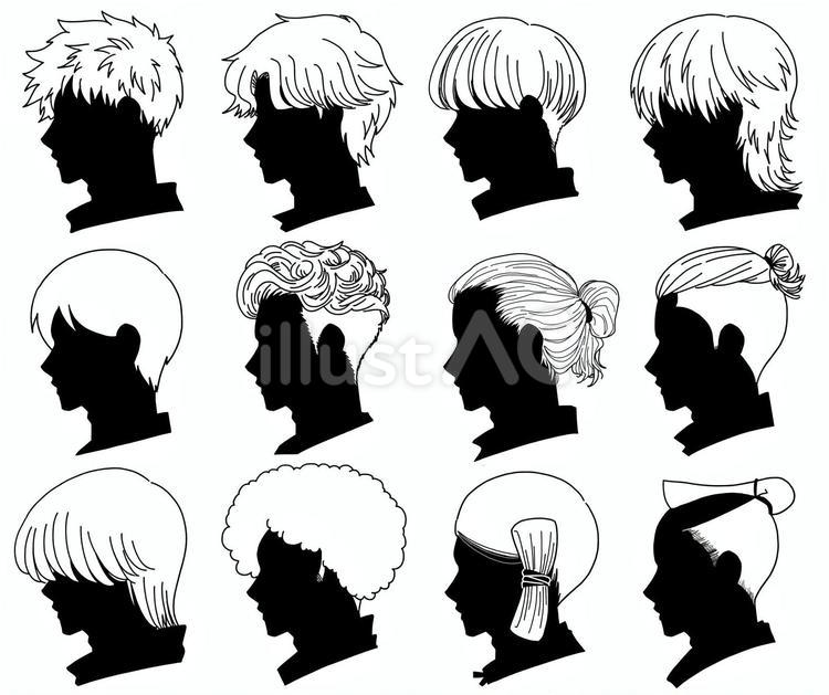 男性シルエット横顔セット 男性,メンズ,横顔のイラスト素材
