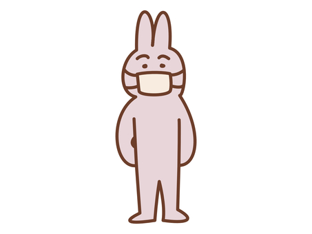 マスクするウサギ　真顔Ver 真顔,マスク,感染,感染予防,風邪,病気,病院,咳,予防,インフルエンザのイラスト素材