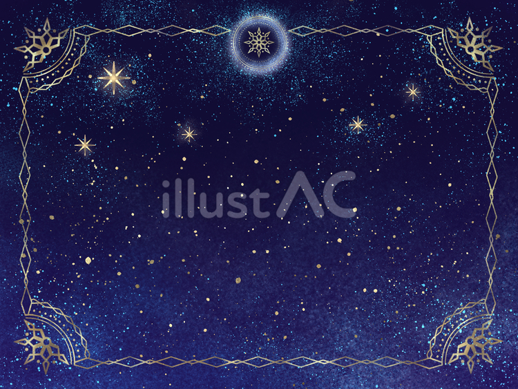 星影の庭【5】光のささやき ミュシャ風,装飾模様,星のイラスト素材