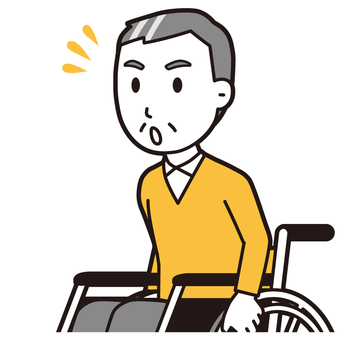  ニット中年男性(黄)-321-バスト 車いす,おじさん,男性,中年,お父さん,パパ,シニア,ミドルエイジ,人物,かわいいのイラスト素材