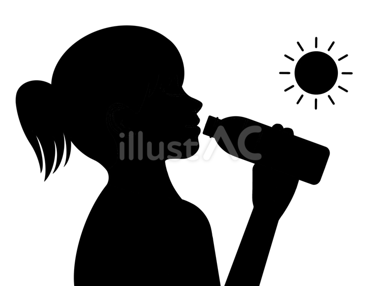 水分補給 熱中症対策,熱射病対策,日射病対策のイラスト素材