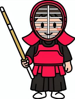 剣道の赤の男の子です。 剣道,シンプル,スポーツ,部活,クラブ,サークル,武道,和風,面,胴着のイラスト素材
