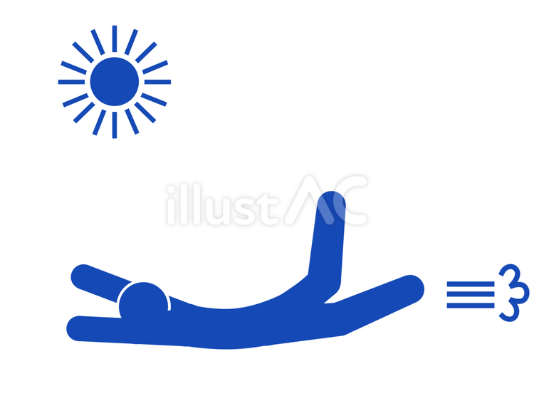 太陽の照る昼間に勢いよく転ぶ人（青） 転ぶ,転倒,倒れるのイラスト素材
