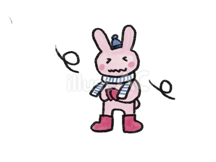 寒がりうさぎ うさぎ,寒い,帽子のイラスト素材