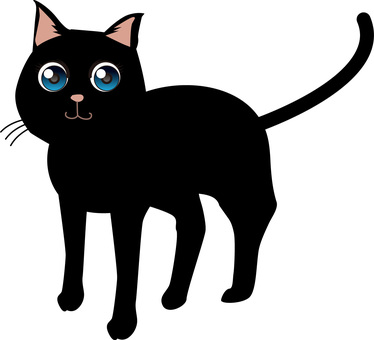黒猫かわいい 黒猫,目,見つめる,座る,かわいい,野良,尻尾,ペット,アニメのイラスト素材