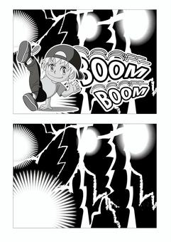 いなずま_05フレーム 漫画素材,マンガ,稲妻,雷,スパーク,書き文字,漫画背景,アクション効果,イラスト,フレームのイラスト素材