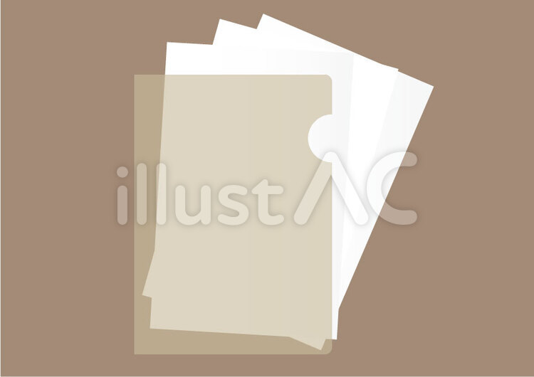 クリアファイルと紙 クリアファイル,紙,書類のイラスト素材