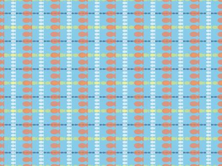 ポップなお魚チェック柄 魚,シルエット,シームレス,繰り返し,チェック柄,パターン,テキスタイル,背景,壁紙,包装紙のイラスト素材