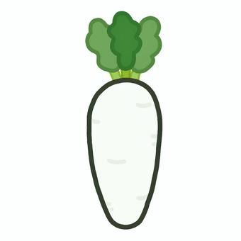 シンプルなだいこん だいこん,大根,食べ物,野菜,冬野菜,根菜,葉っぱ,１本,単体,白いのイラスト素材