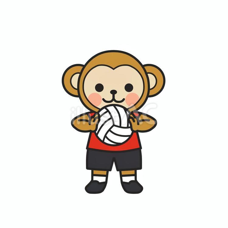 バレーボールを持って気合をいれるサル バレーボール,ボール,バレー部のイラスト素材