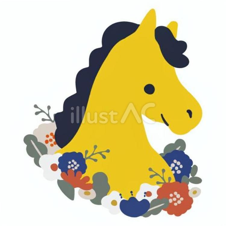花と馬 馬,顔,たてがみのイラスト素材