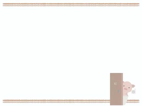 トイレ_豚 トイレ,ブタ,動物,かわいい,使用中,フレームのイラスト素材