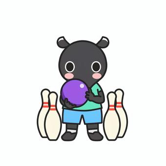 ボーリング大会でストライクを狙うバク ボーリング,ボウリング,バク,ボーリング場,レジャー,遊び,親睦,親睦会,２次会,大会のイラスト素材