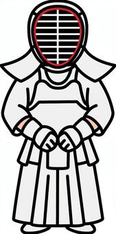 白の防具セットです。 剣道,防具,シンプル,武道,面,胴,小手,胴着,袴,武道具のイラスト素材