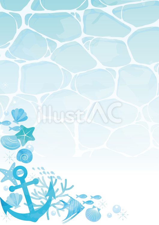 水彩風-波背景-10 夏,水彩,海のイラスト素材